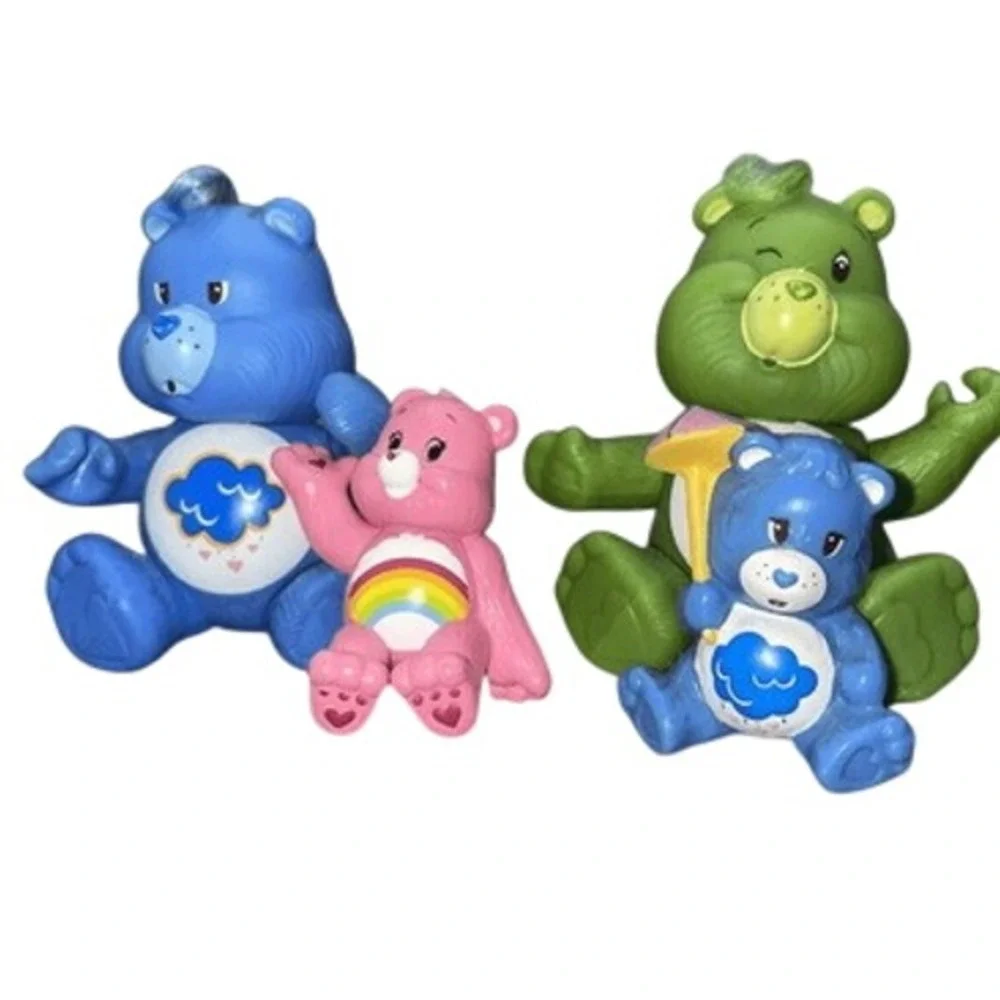 Hasbro Care Bears Figure Lot 2008 Grumpy Cheer Good Luck Bear & Cloud Cradle 5pc